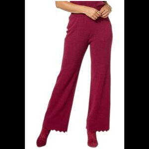 LB70 by Lloyd Boston Women's Luxe Sweater Pant with Scallop Burgundy - Regular